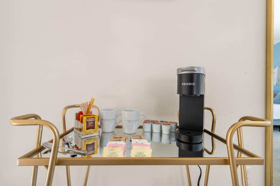 Coffee and tea bar in the master bedroom!
