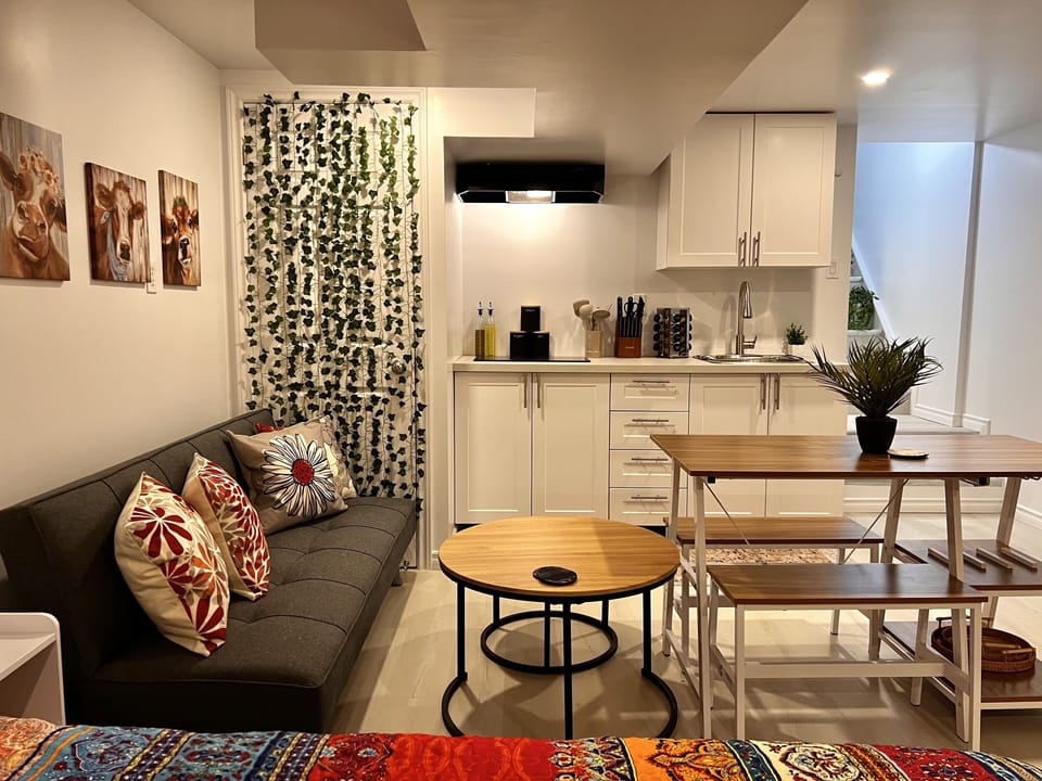 View kitchen, dining, and living area. Lots of space to relax and read a book.