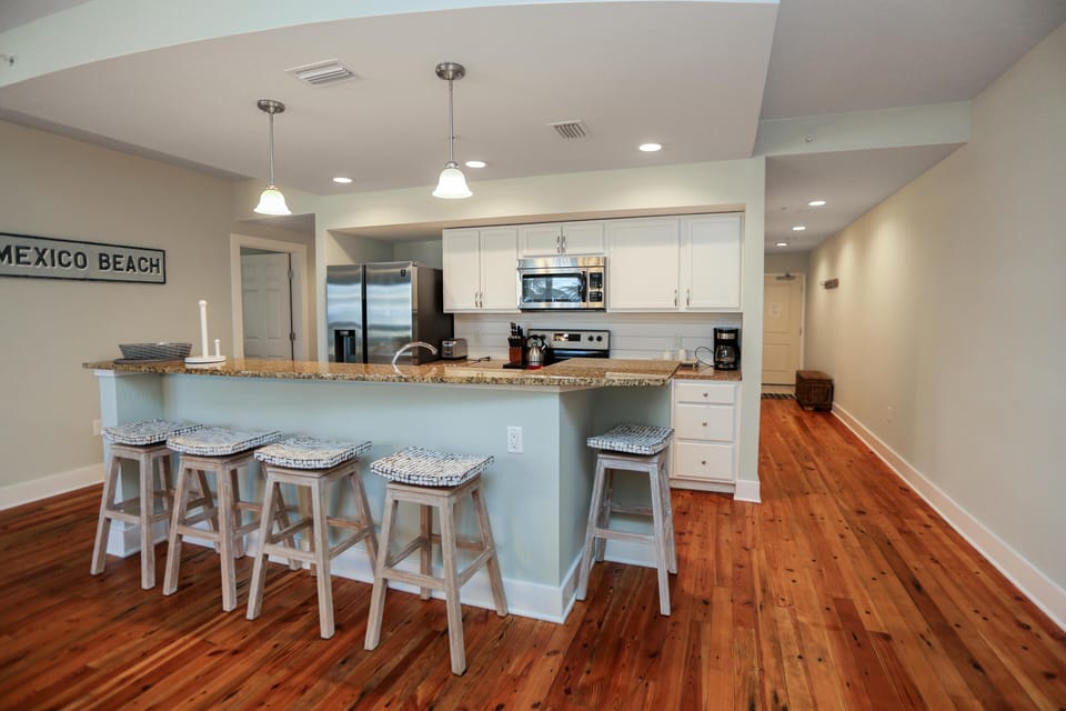 Condo, Multiple Beds (Club at Mexico Beach 1G Red Fish Blue) | Private kitchen | Oven, toaster