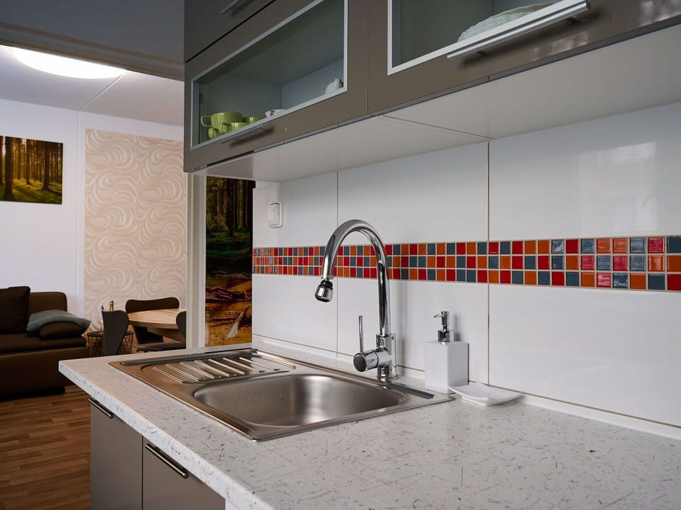 Kitchen Sink, Tap, Sink, Plumbing Fixture, Countertop, Cabinetry, Couch, Kitchen, Wood, Interior Design