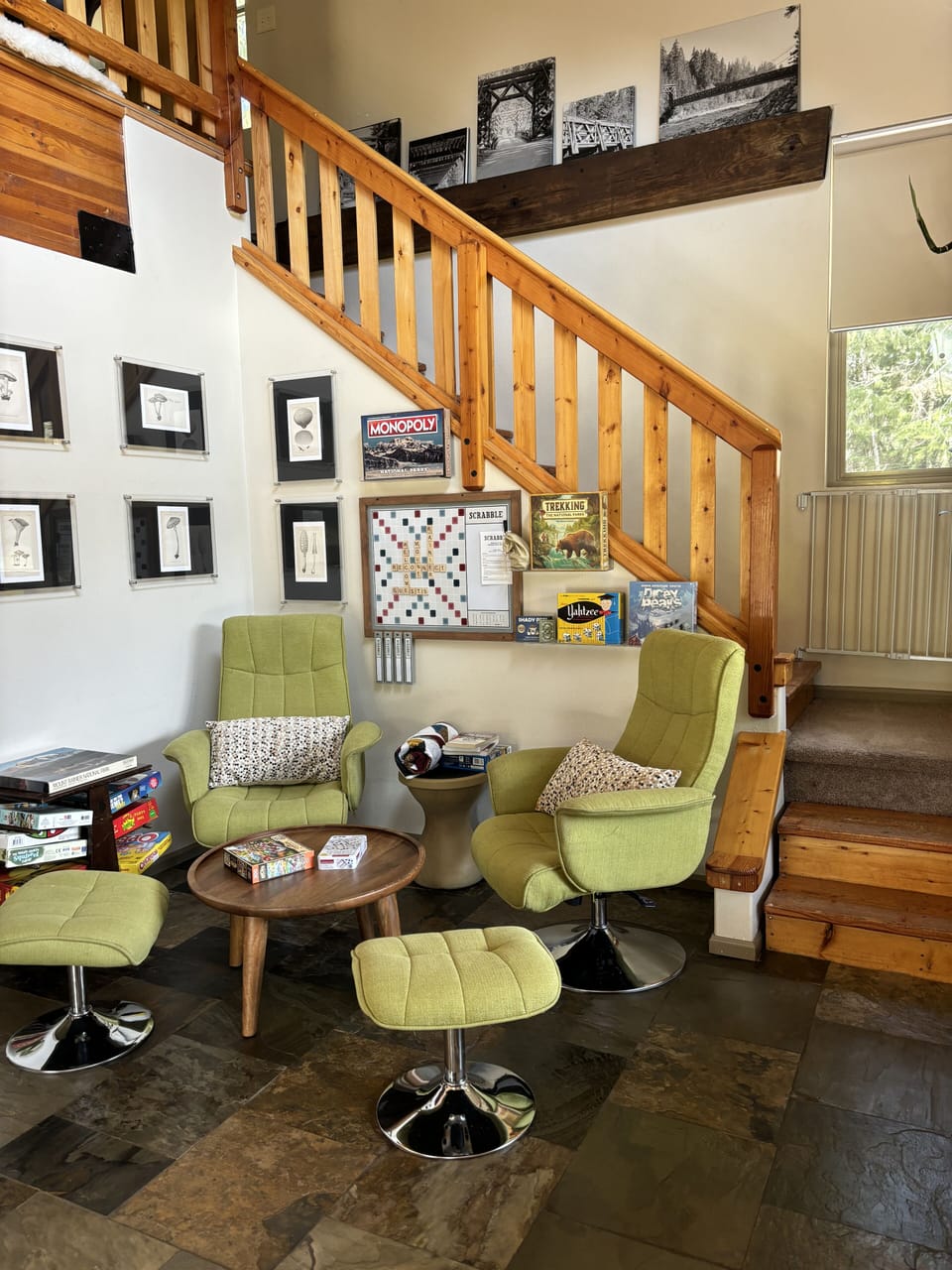 Living room. Game night- or swivel the chairs for views of Rainier & foothills