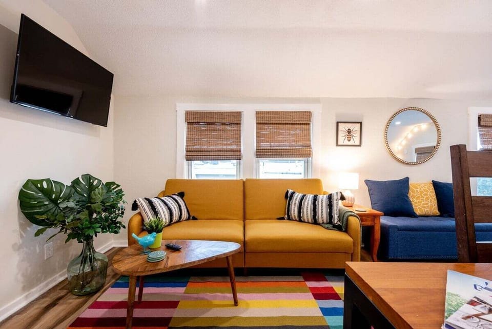 Futon sofa in living area