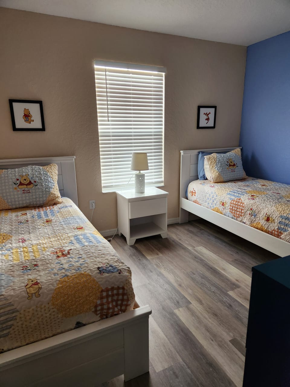One of two double Twin bedrooms on second floor; Winnie the Pooh theme.