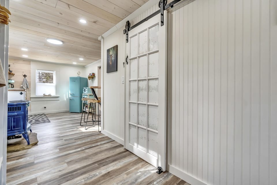 Housekeeping closest in hallway. 
