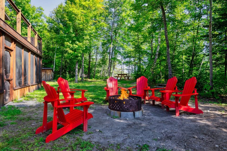 Gather around the outdoor fire pit with friends and family.