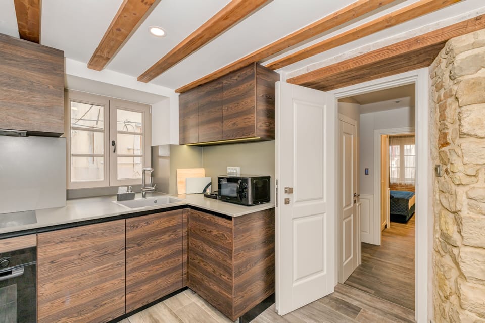 Deluxe Studio Suite | Private kitchen | Fridge, microwave, dishwasher, paper towels