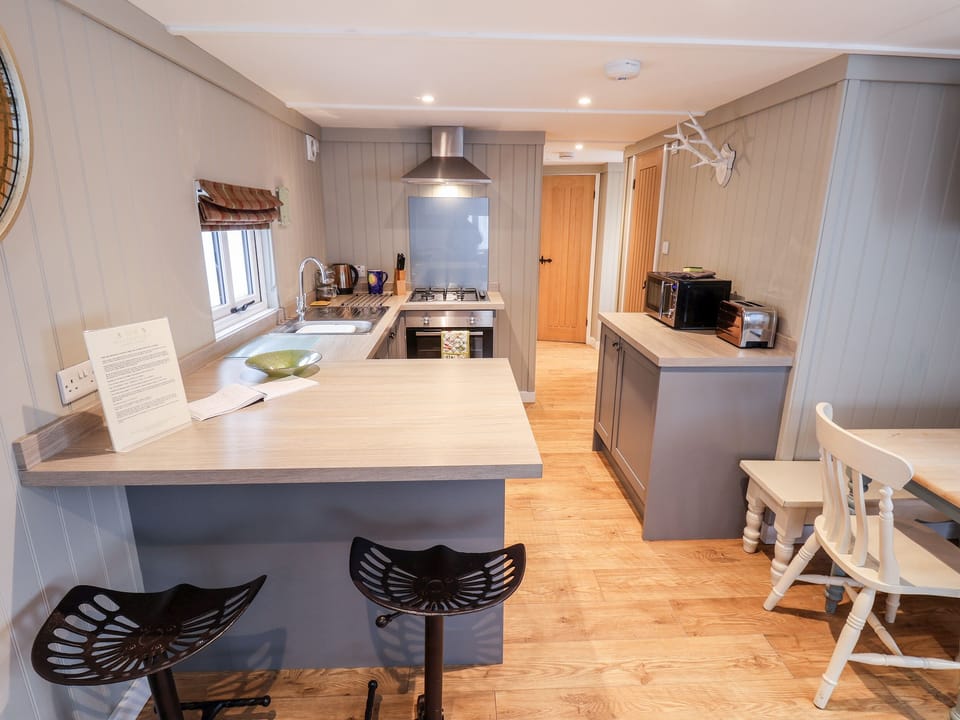 Fridge, dishwasher, electric kettle, toaster