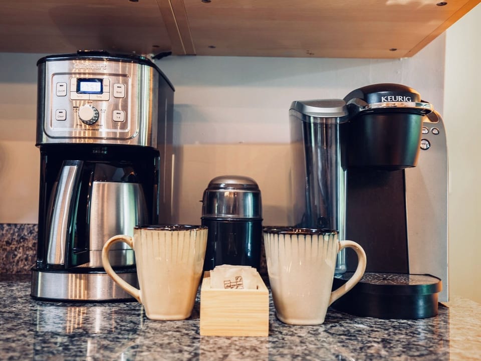 Premium whole bean coffee and K cups included!