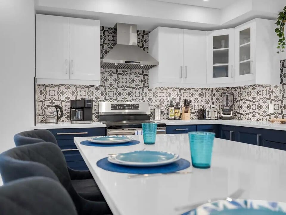 Large kitchen island with seating for 3 people