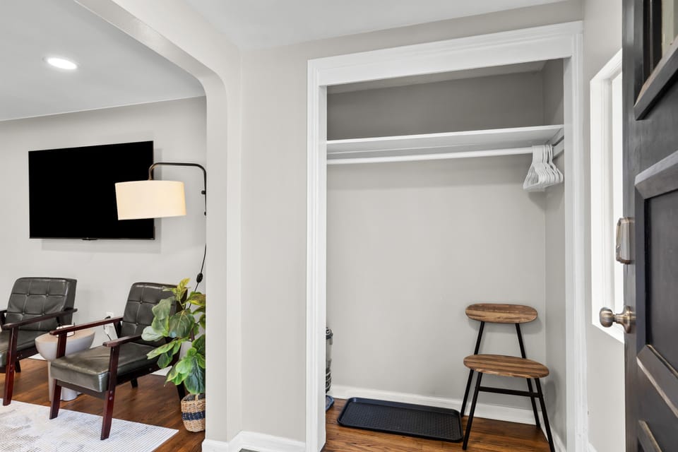 Cleaning closet which can be used as extra storage space.