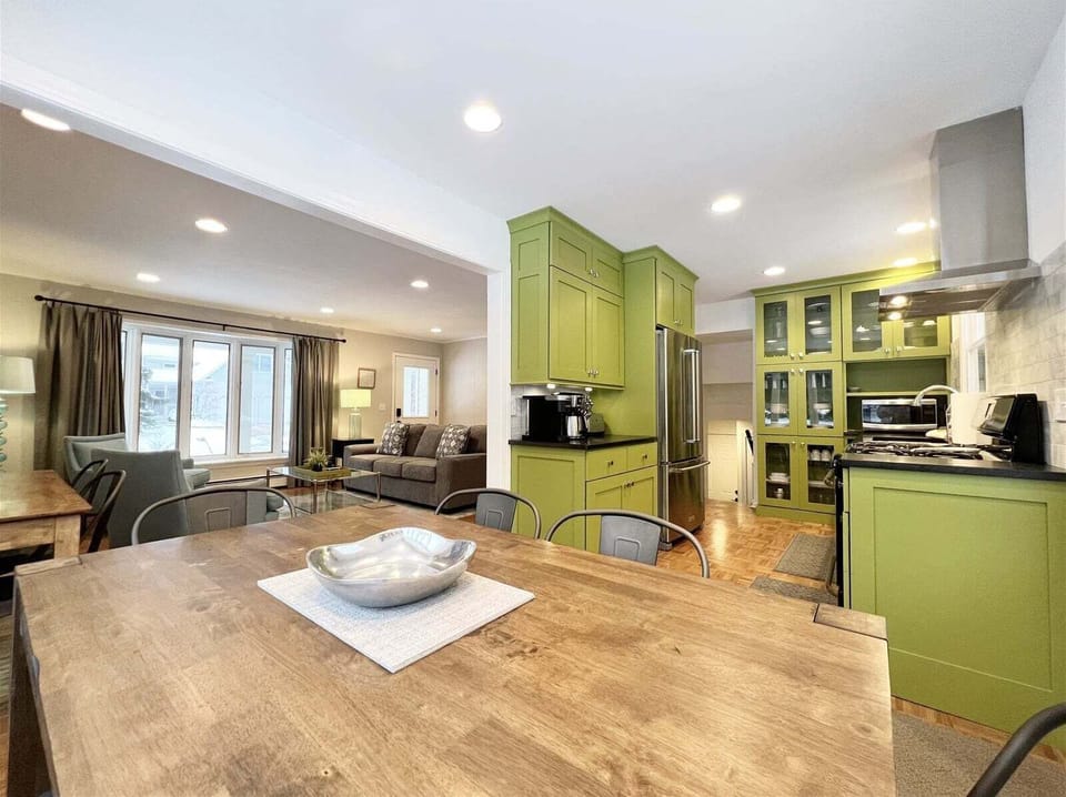 Dining space is open to the living room and kitchen