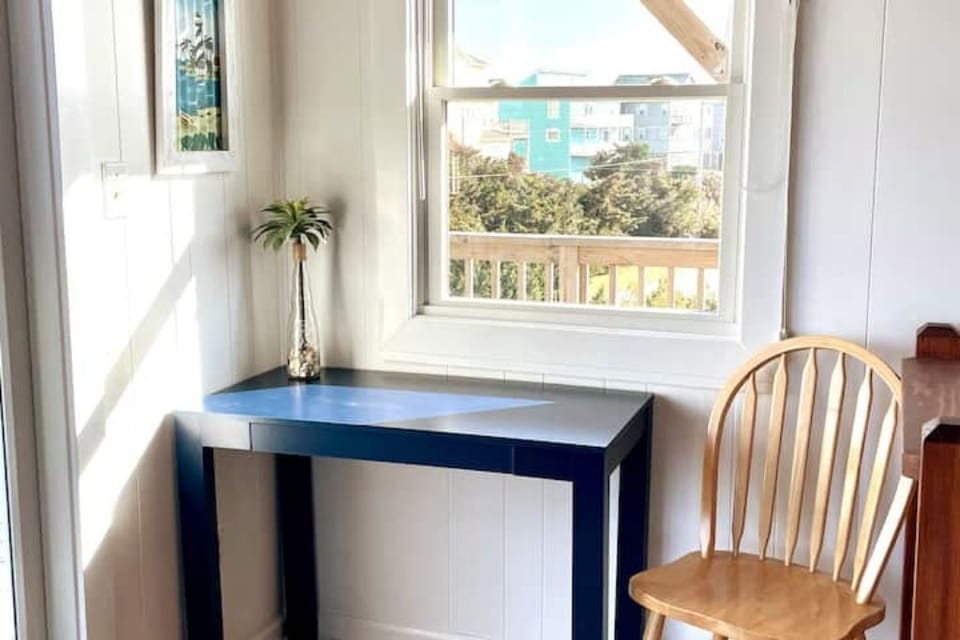 Desk for laptop, puzzles or games.  