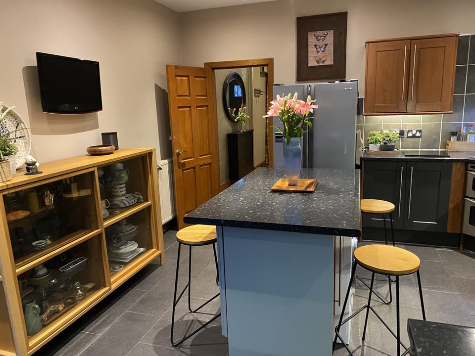 Kitchen with island/breakfast area. 