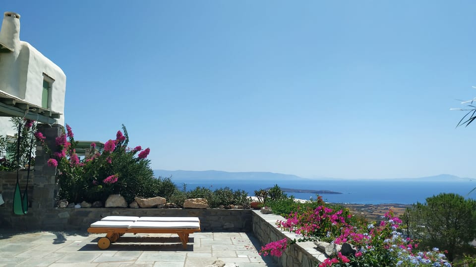 The terrace of the house with fascinating view to the Aegean