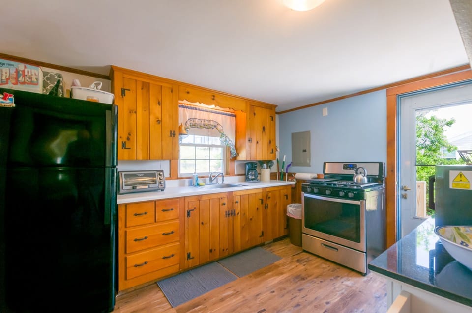Kitchen with stainless steel appliances