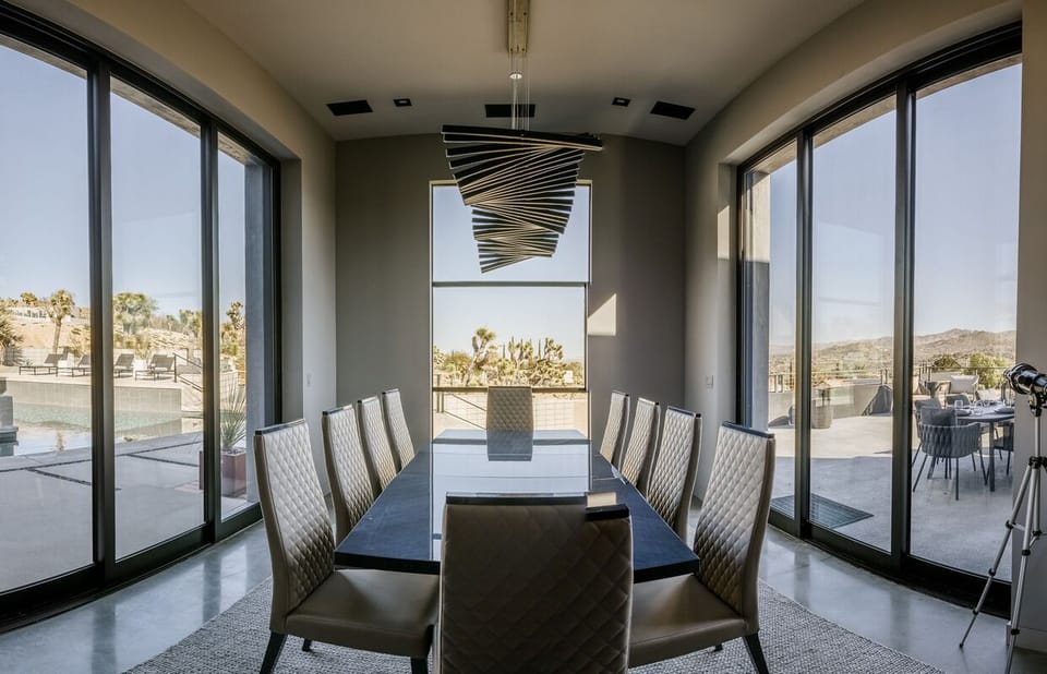 Indoor dining table that seats 8 guests