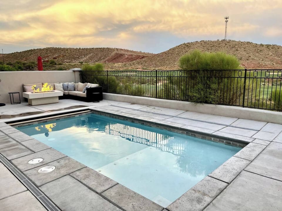 Private Pool and fire pit: Pool has a cover and is heated all year round