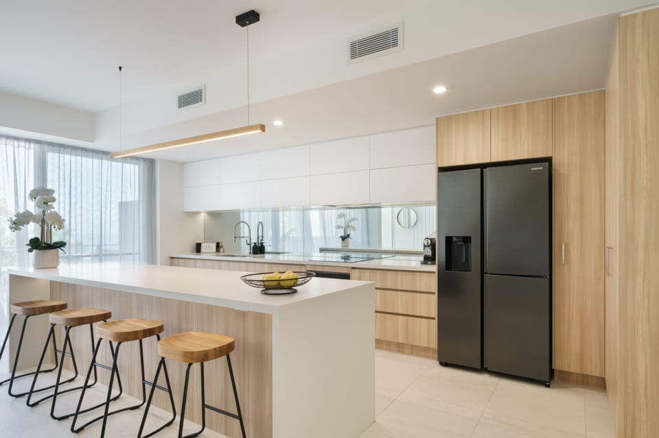 Fully equipped kitchen has everything needed for home cooking