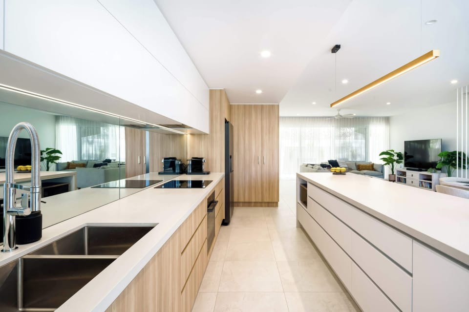 Spacious island bench is perfect for casual meals