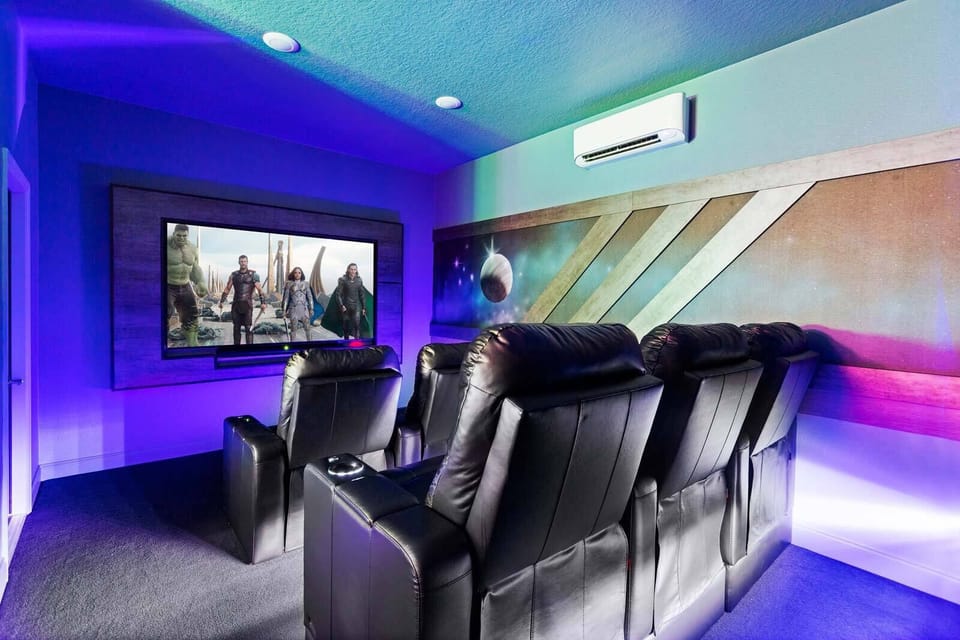 Movie Theater w/ Reclining Chairs, Basketball & Arcade Machine *Highlight*