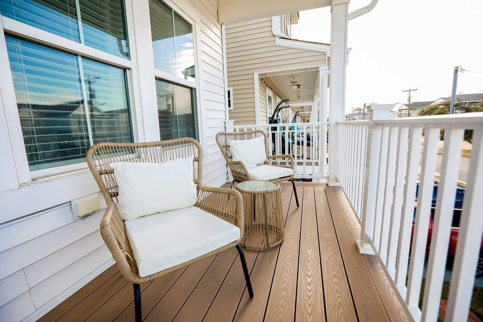 Enjoy a morning coffee while enjoying the gorgeous East Beach architecture.
