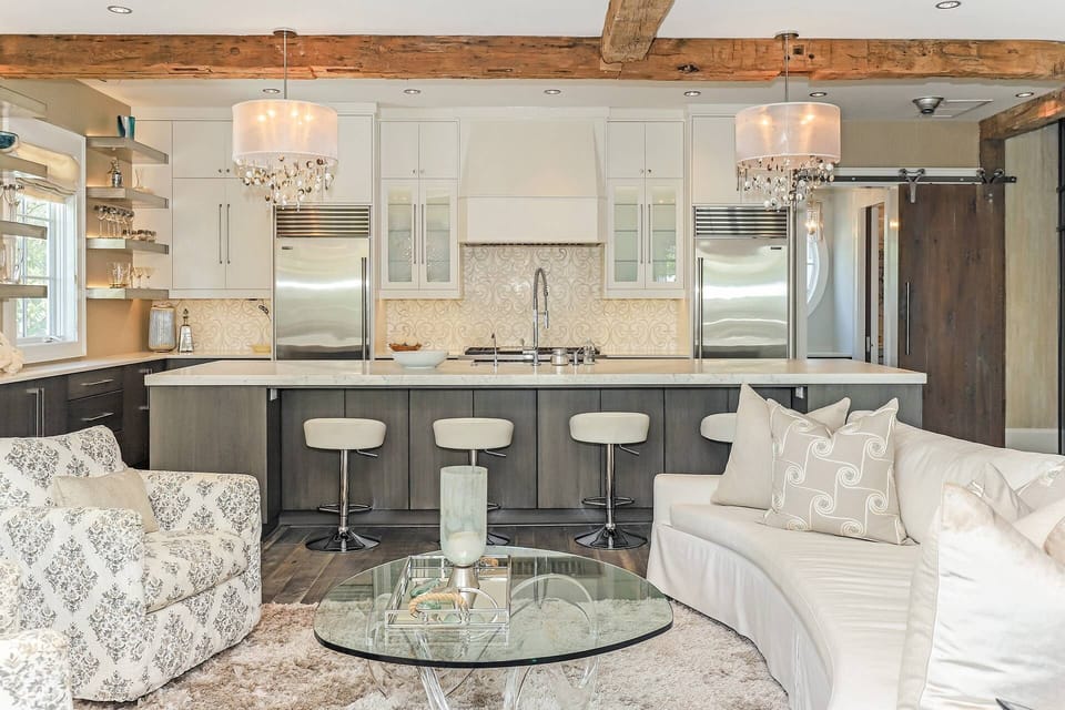 LIVING FACING CHEF'S KITCHEN W/LARGE CENTER ISLAND