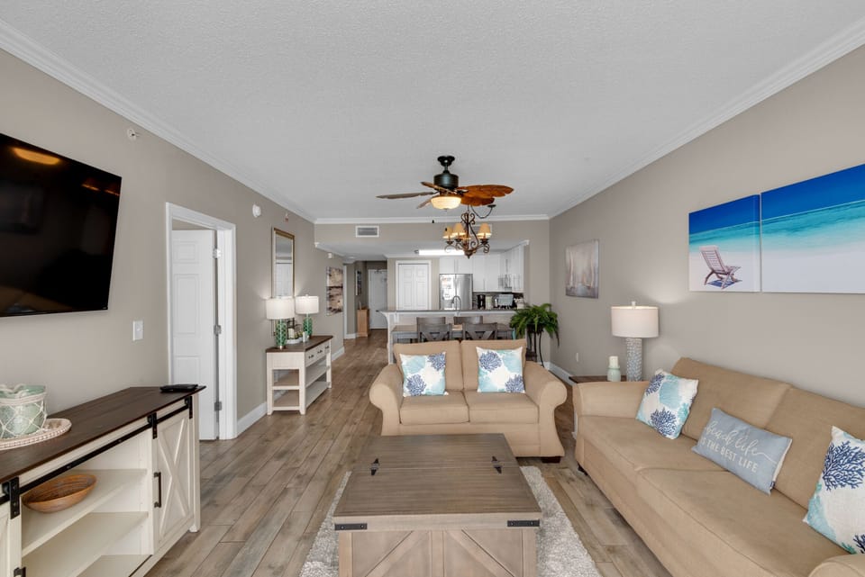 Living room to kitchen view