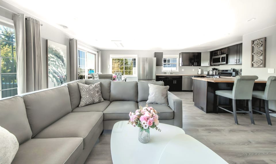 Deluxe Apartment | Living area | 50-inch Smart TV with cable channels, TV, DVD player