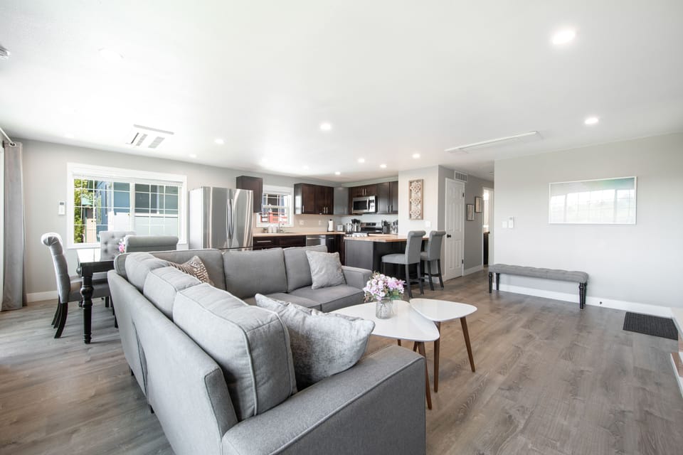 Deluxe Apartment | Living area | 50-inch Smart TV with cable channels, TV, DVD player