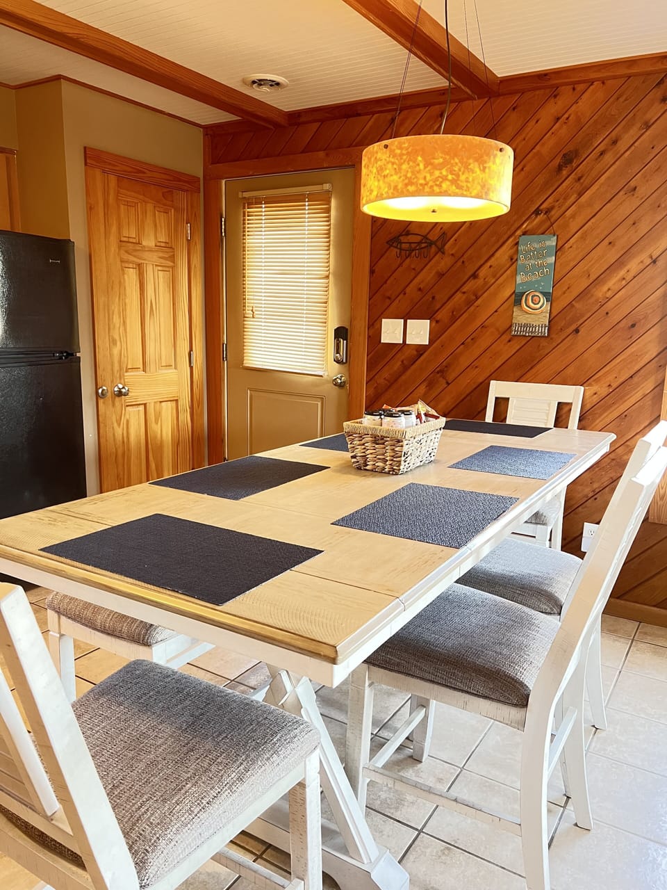 Plenty of room for meals, games, or puzzles around our dining room table. 