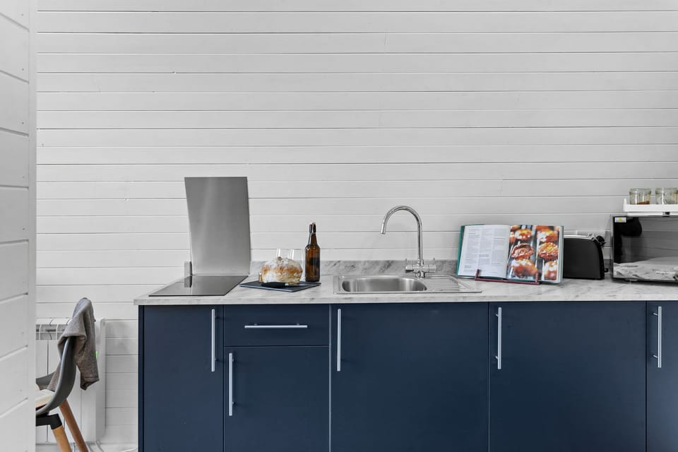 Electric hob, toaster and microwave with sink and cupboards - Honeycrisp Pod