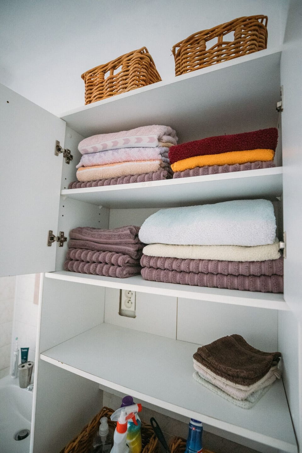 Freshly laundered towels and essentials neatly stocked for your stay — just unpack and unwind.