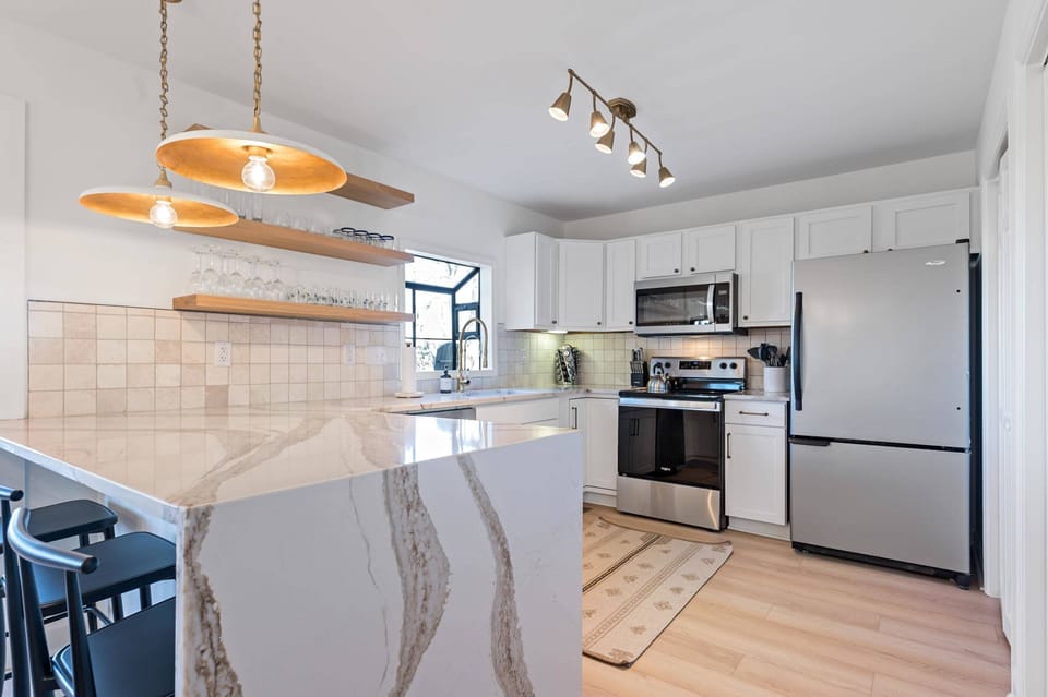 The kitchen is stocked for all your cookings needs with additional luxury touches like a sous vide! Stay for a month and don't worry about lack of utility!