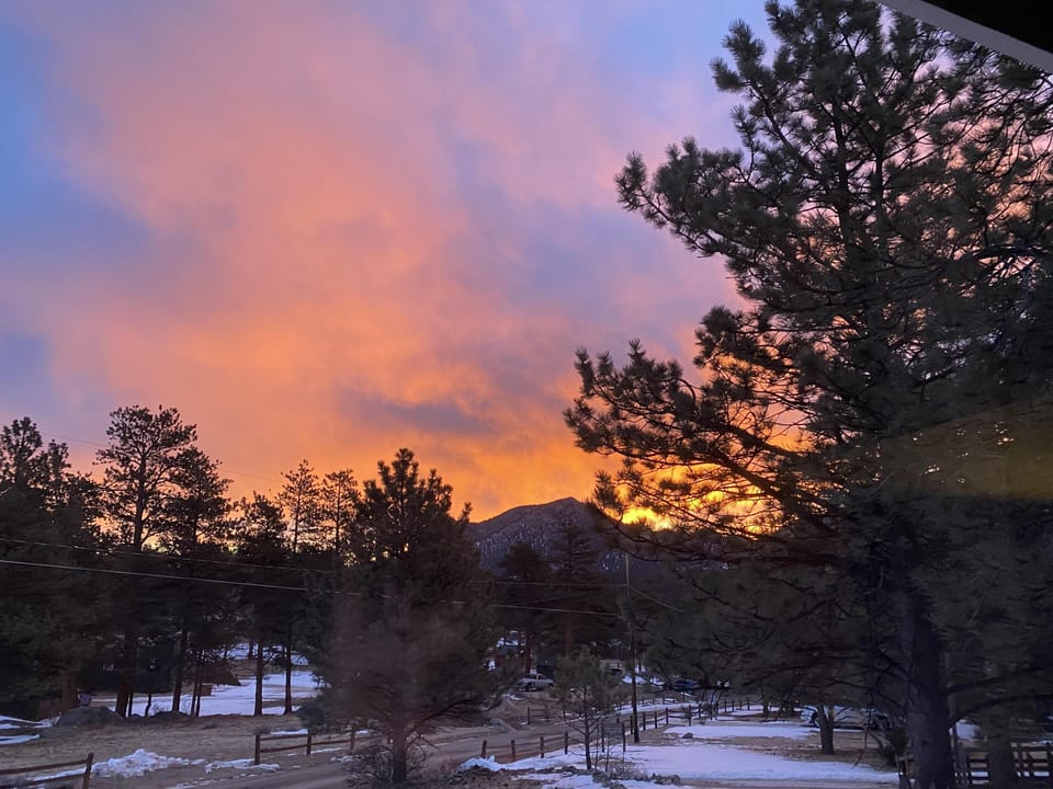 Tranquil sunset views over peaceful wooded landscape