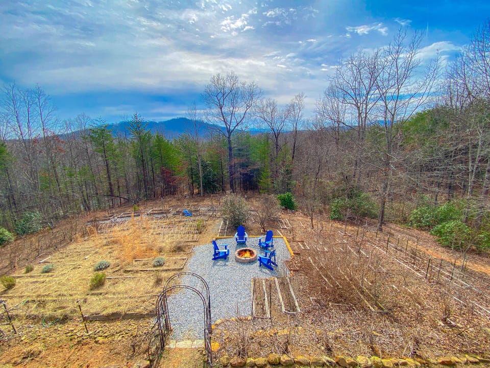 Deck view of the fire pit area