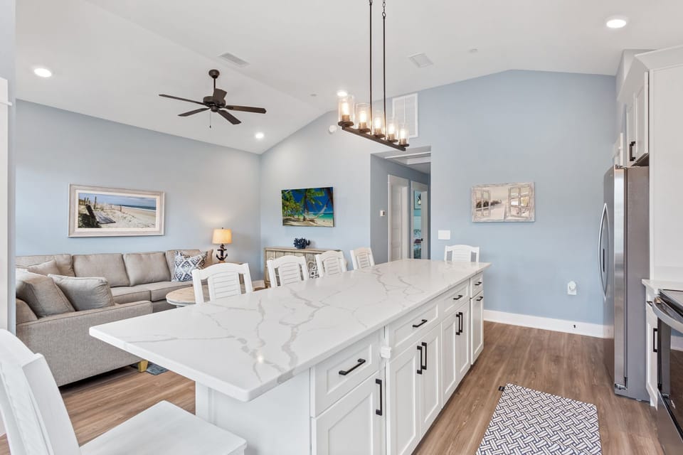 Pop on over to the beautiful Kitchen when you're ready to cook up some fresh, local seafood and enjoy a delicious meal together.