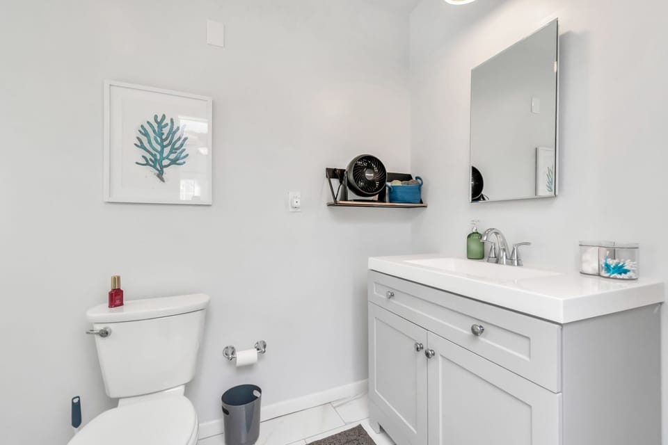 Counterspace on the bathroom vanity