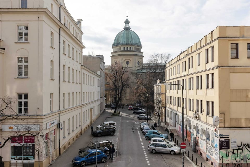 A second street view focusing on the dome and symmetrical architecture.
