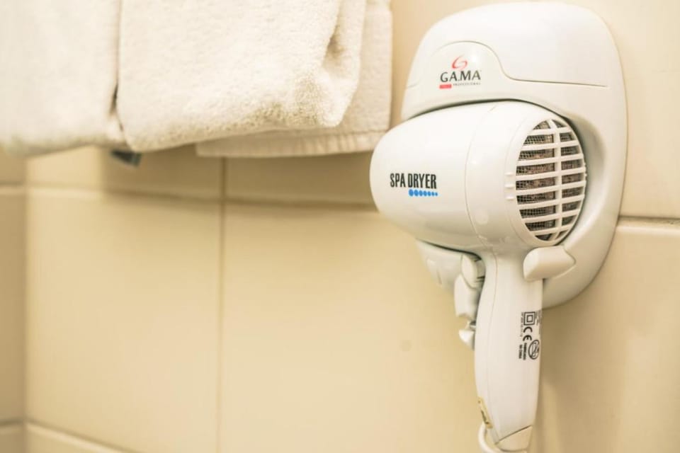 Hair dryer, towels