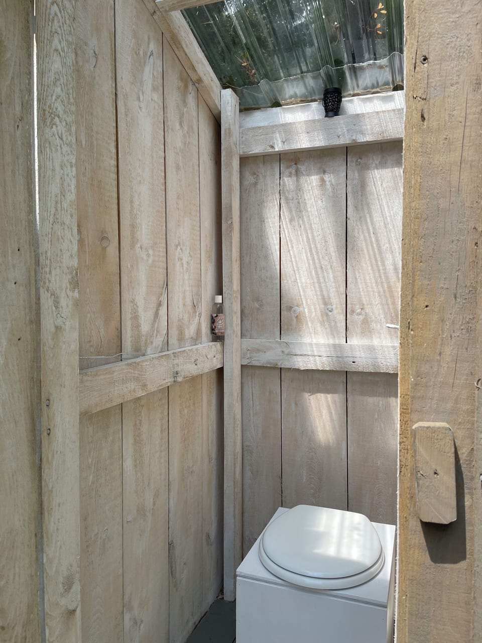 Private outhouse next to cabin.