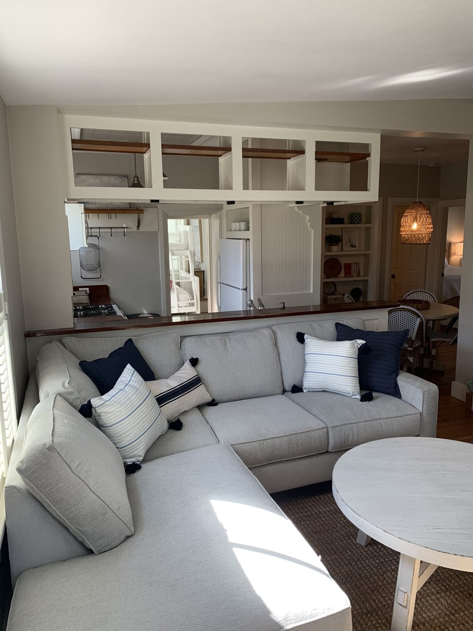 Newly furnished spaces, including living room sectional couch for comfort!