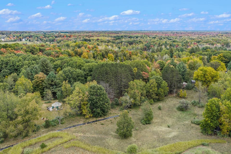 Aerial view of yurt