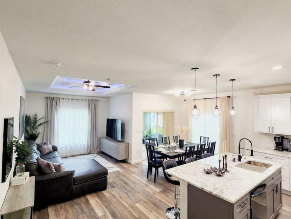 Open spaced living, dining and kitchen area