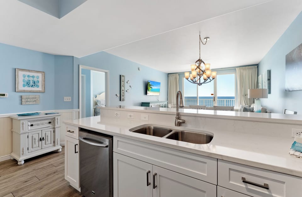 Imagine preparing a meal in this remodeled kitchen with this incredible view!