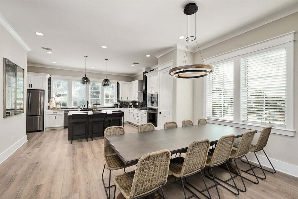 Modern kitchen with amazing light fixtures
