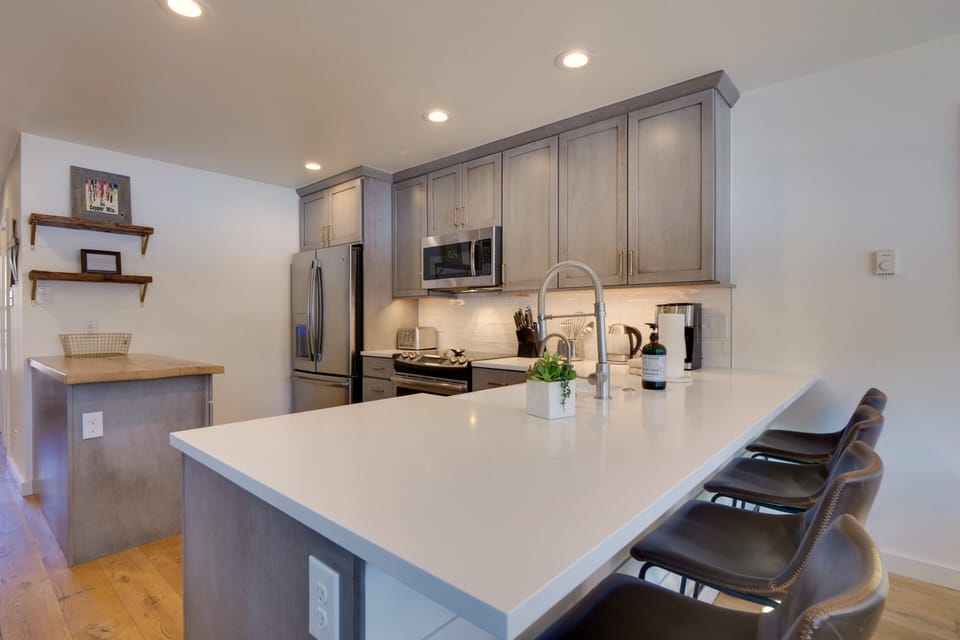 Kitchen | Fully Stocked with Spices | Coffee Maker |  4 counter bar stools
