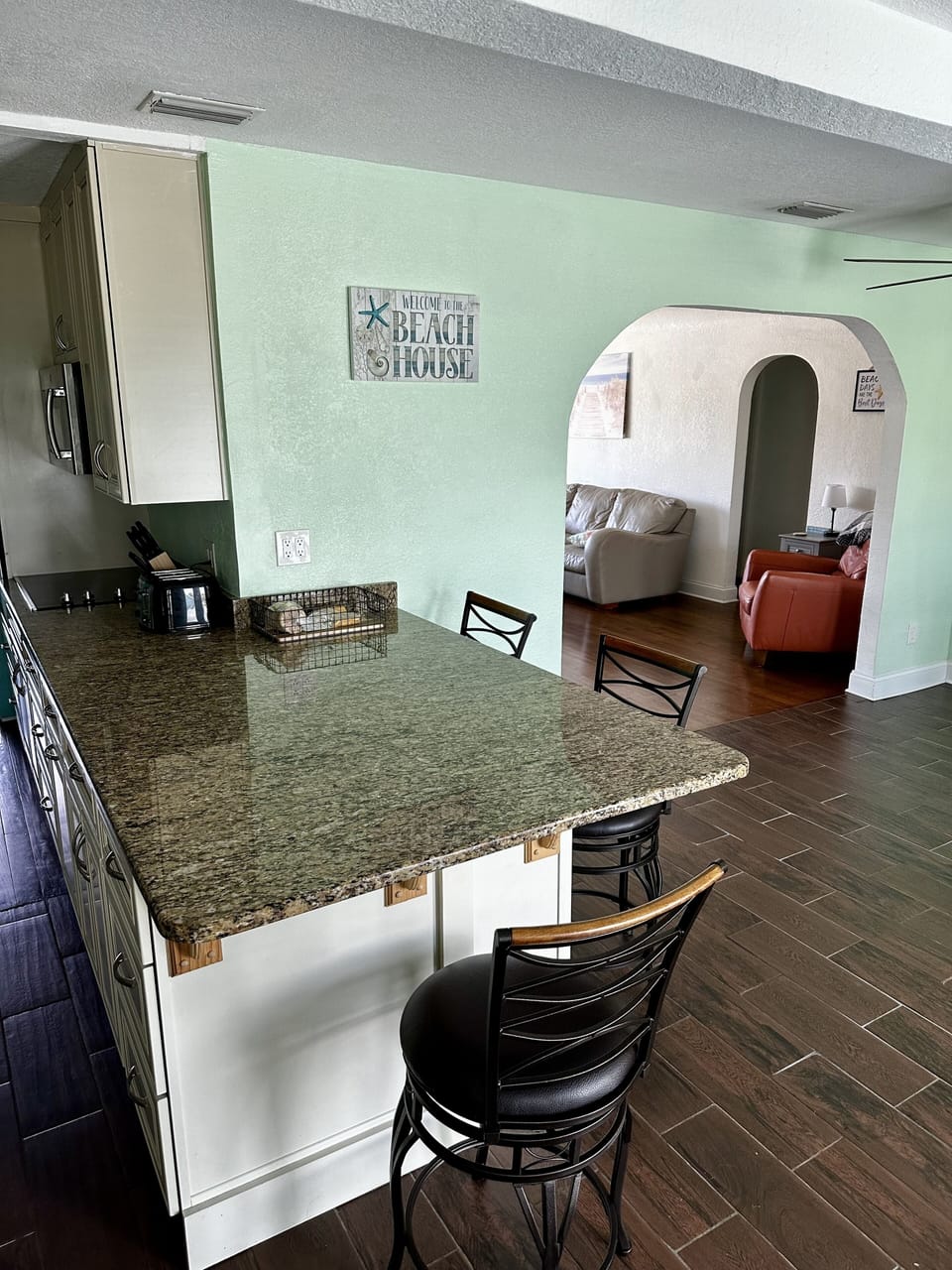 Kitchen looking into the living room