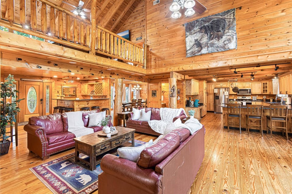 Experience seamless togetherness in our open-concept space, where the living room, kitchen, wet bar, and dining area flow effortlessly.  Perfect for hosting and making memories with your group!