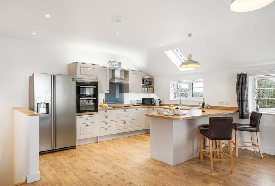 Hayloft at Trevissick Farm, Porthtowan. The well equipped kitchen will help with any of your culinary needs