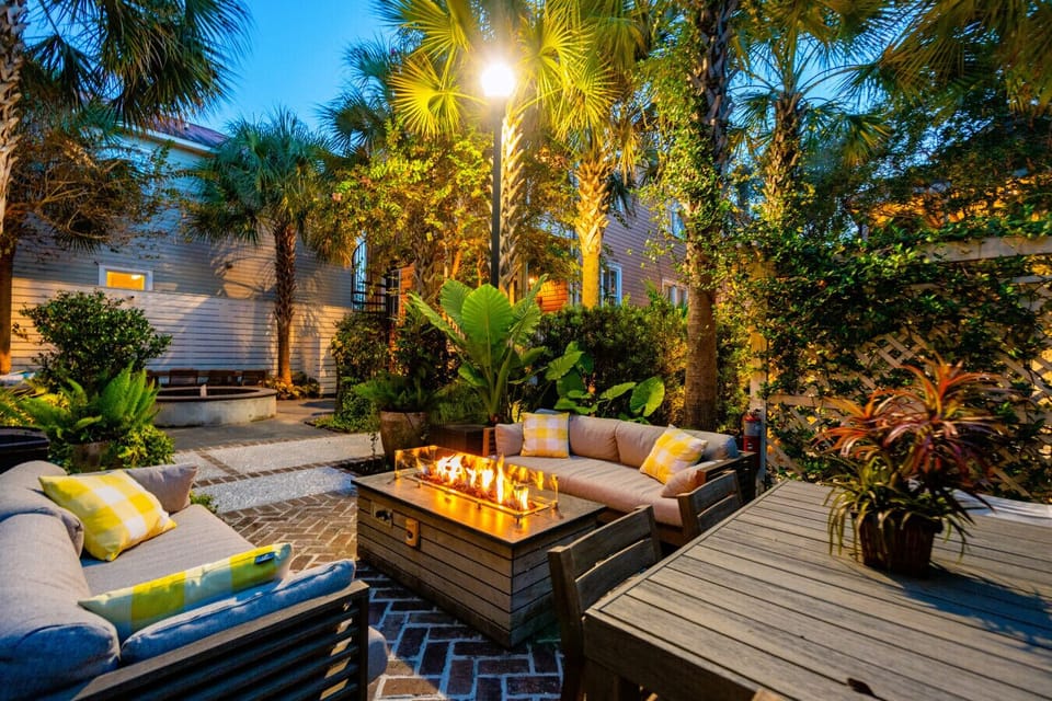 Courtyard with fire table